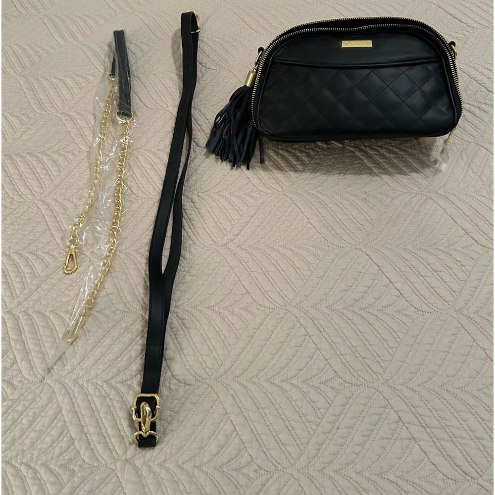 Iman and Joy Black Quilted Crossbody